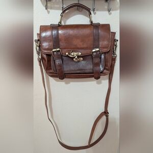 Women's ECOSUSI Brown Faux Leather Small Satchel Purse